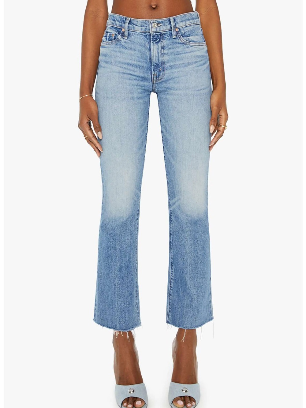 Mother The Outsider Flood Raw Hem Ankle Bootcut Jeans